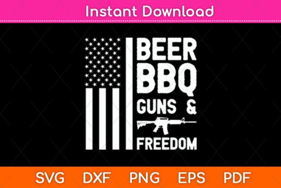 Beer BBQ Guns Freedom USA Flag Design