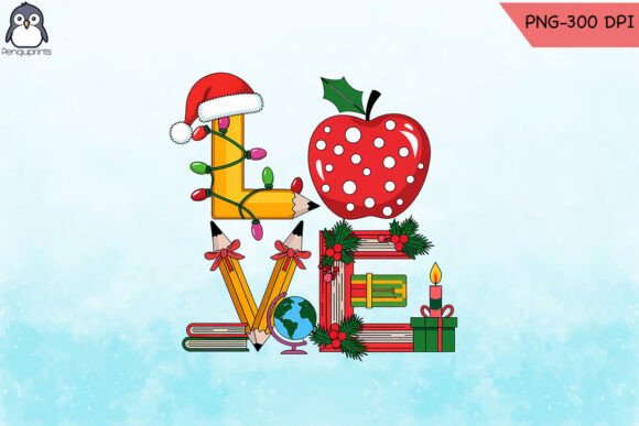 Love Teacher Christmas PNG: A Festive Embroidery Design