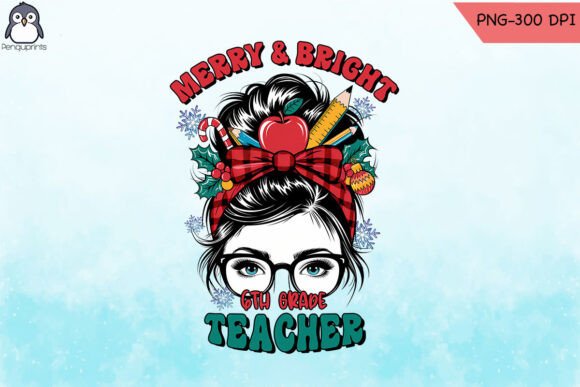 Merry and Bright Teacher Christmas PNG